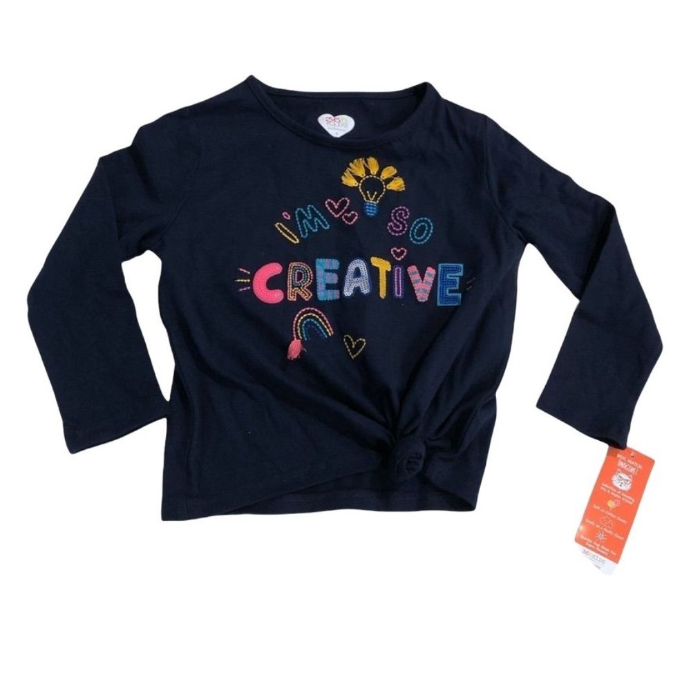 365 Kids Garanimals Side Tie Long Sleeve Graphic Tee Shirt Size 4 Girls Kids